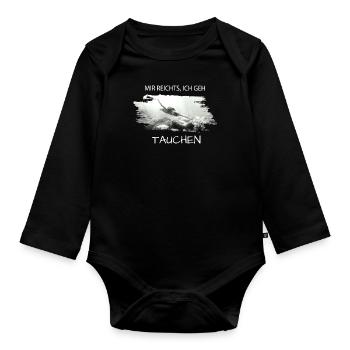 tauchen Schildkröte Spruch für Taucher - Baby Bio-Langarm-Body - Schwarz - Vorne