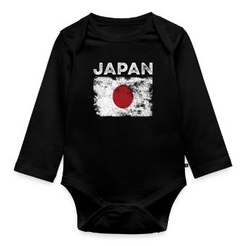 Drapeau japonais en détresse - Drapeau japonais - Body Bébé bio manches longues - noir - Devant