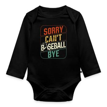 Baseball Fan Retro Vintage Sorry - Baby Bio-Langarm-Body - Schwarz - Vorne