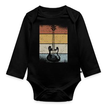 Retro Bass Guitar Musicien Bassiste Bassiste Bassiste - Body Bébé bio manches longues - noir - Devant
