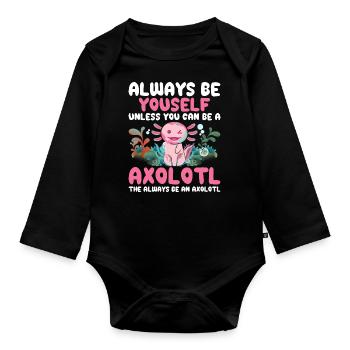 Axolotl Amphibie Lurch Salamander - Baby Bio-Langarm-Body - Schwarz - Vorne