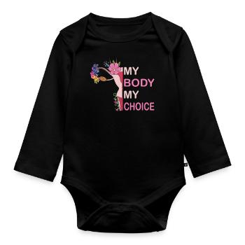 Femmes Avortement Féminisme Égalité - Body Bébé bio manches longues - noir - Devant