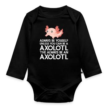 Axolotl Amphibie Lurch Salamander - Baby Bio-Langarm-Body - Schwarz - Vorne