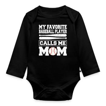 Baseball Baseball Player Baseball Team - Organic Longsleeve Baby Bodysuit - black - Front