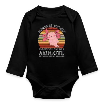 Axolotl Amphibie Lurch Salamander - Baby Bio-Langarm-Body - Schwarz - Vorne