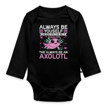 Axolotl Amphibie Lurch Salamander - Baby Bio-Langarm-Body - Schwarz - Vorne