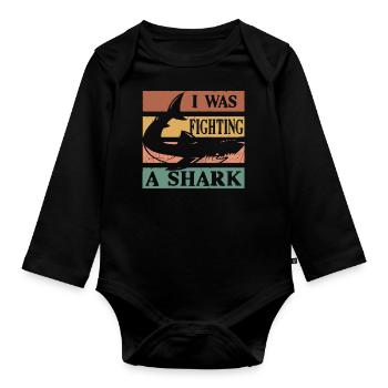 Great White Shark Hammer Shark - Organic Longsleeve Baby Bodysuit - black - Front