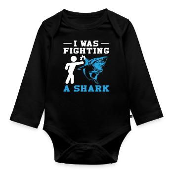 Great White Shark Hammer Shark - Organic Longsleeve Baby Bodysuit - black - Front