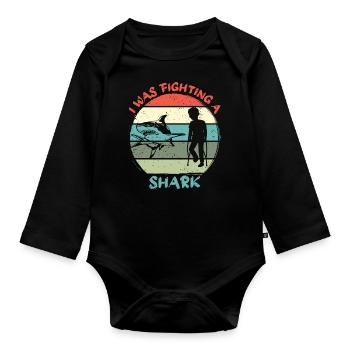 Great White Shark Hammer Shark - Organic Longsleeve Baby Bodysuit - black - Front