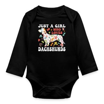 Dachshund Rough-haired Dachshund - Organic Longsleeve Baby Bodysuit - black - Front
