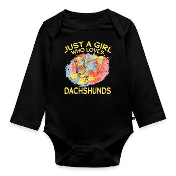 Dachshund Rough-haired Dachshund - Organic Longsleeve Baby Bodysuit - black - Front