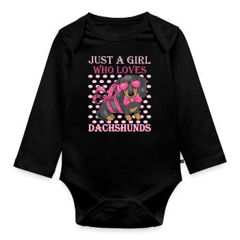 Dachshund Rough-haired Dachshund - Organic Longsleeve Baby Bodysuit - black - Front