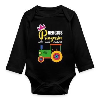 Vergiss Prinzessin - ich will Traktor fahren - Baby Bio-Langarm-Body - Schwarz - Vorne