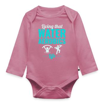 Water aerobics Aquatic fitness Aqua Exercise - Organic Longsleeve Baby Bodysuit - mauve - Front