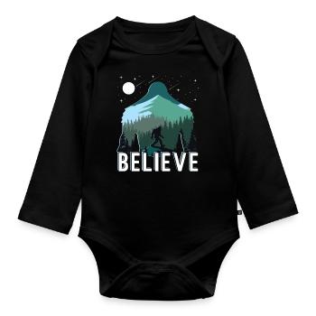 Croyez en Bigfoot Silhouette Sasquatch - Body Bébé bio manches longues - noir - Devant