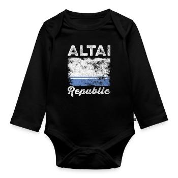Altai Flag Distressed - Altaian Flag - Organic Longsleeve Baby Bodysuit - black - Front