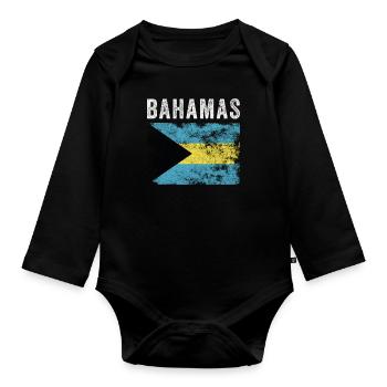 Bahamas Flag Distressed - Bahamian Flag - Organic Longsleeve Baby Bodysuit - black - Front