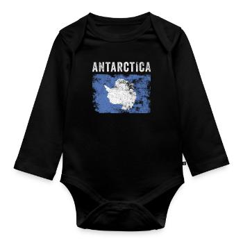 Antarctica Flag Vintage - Drapeau de l’Antarctique - Body Bébé bio manches longues - noir - Devant