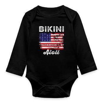 Bikini Atoll Flag Distressed Bikini Flag - Organic Longsleeve Baby Bodysuit - black - Front