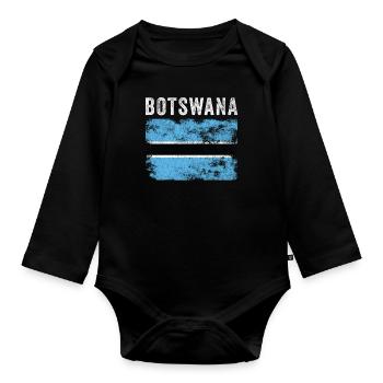 Botswana Flag Distressed Botswanian Flag - Organic Longsleeve Baby Bodysuit - black - Front