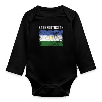 Bashkortostan Flag Vintage Bashkir Flag - Organic Longsleeve Baby Bodysuit - black - Front