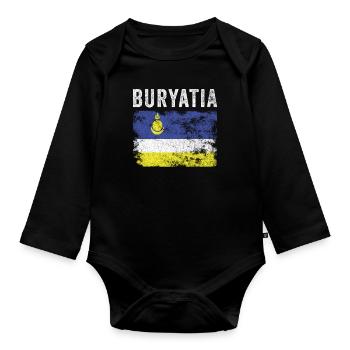 Buryatia Flag Distressed - Buryat Flag - Organic Longsleeve Baby Bodysuit - black - Front
