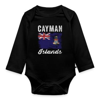 Drapeau des îles Caïmans en détresse - Body Bébé bio manches longues - noir - Devant