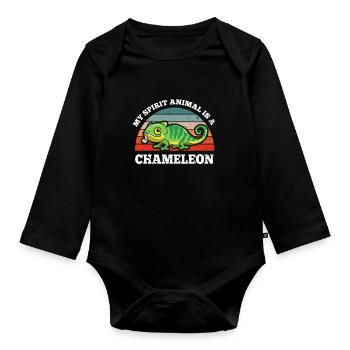 Retro Vintage My Spirit Animal Is A Chameleon - Organic Longsleeve Baby Bodysuit - black - Front