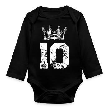 Couronne de 10 chiffres - Body Bébé bio manches longues - noir - Devant