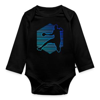 Handball Handballspieler Handballspielen Handballe - Baby Bio-Langarm-Body - Schwarz - Vorne