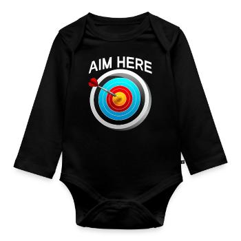 Herren Dart Spieler Score Alter Mann Hundred - Baby Bio-Langarm-Body - Schwarz - Vorne