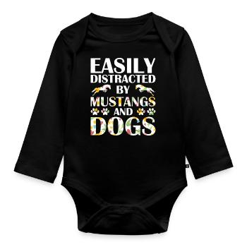 Hunde Pferde Pitbull Buldogge Terrier - Baby Bio-Langarm-Body - Schwarz - Vorne