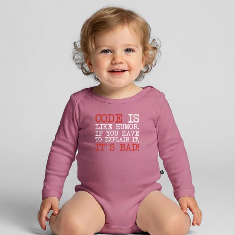 Code Explanation Coder Engineer Software Developer Organic Longsleeve Baby Bodysuit