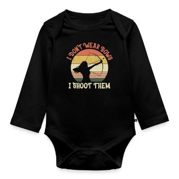 Archery Bow Archer Girl Retro - Organic Longsleeve Baby Bodysuit - black - Front