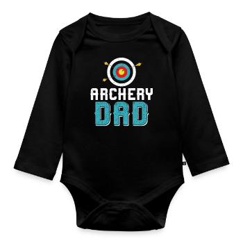 Archery Bow Archer Dad Father - Organic Longsleeve Baby Bodysuit - black - Front