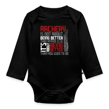 Archery Bow Archer Vintage Archery - Baby Bio-Langarm-Body - Schwarz - Vorne