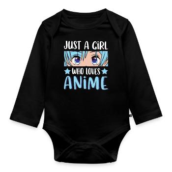 Just A Girl Who Loves Anime Japanese Manga Lover - Organic Longsleeve Baby Bodysuit - black - Front