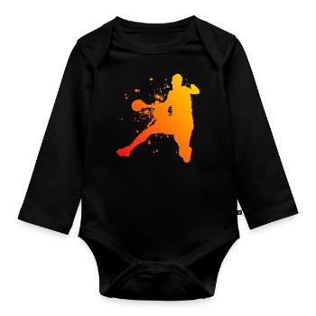 Handball Handball Handball handball jeux de handball - Body Bébé bio manches longues - noir - Devant