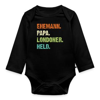 London Stadt Papa Vater Vatertag Geschenk Spruch - Baby Bio-Langarm-Body - Schwarz - Vorne