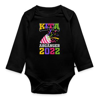 Einschulung | Kita Abgänger 2022 Geschenk - Baby Bio-Langarm-Body - Schwarz - Vorne