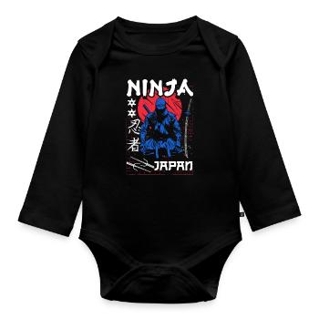 Ninja 5ème anniversaire - Body Bébé bio manches longues - noir - Devant