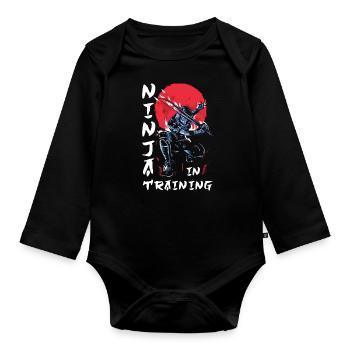Ninja Cadeau Karaté Ninjutsu Judo Samouraï Japon - Body Bébé bio manches longues - noir - Devant