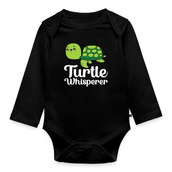Turtle Tshirt Reptiles Children Men Women - Organic Longsleeve Baby Bodysuit - black - Front