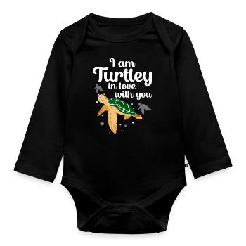 Turtle Gift Kids Reptiles Sea Beach - Organic Longsleeve Baby Bodysuit - black - Front