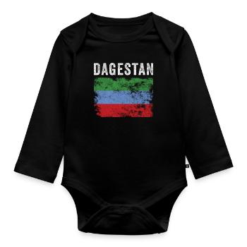 Drapeau du Daghestan en détresse - Drapeau du Daghestan - Body Bébé bio manches longues - noir - Devant
