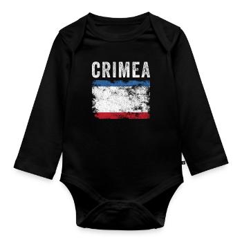 Crimea Flag Distressed - Tatar Flag - Organic Longsleeve Baby Bodysuit - black - Front