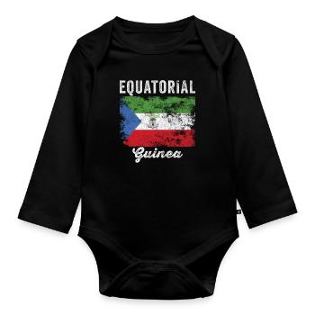 Drapeau de la Guinée équatoriale en détresse - Body Bébé bio manches longues - noir - Devant