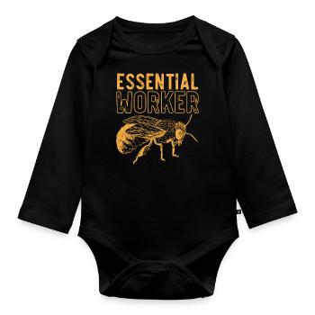 Wesentlicher Arbeiter, Biene, Imker, Wabe - Baby Bio-Langarm-Body - Schwarz - Vorne