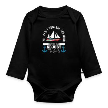 Sailing Sailor Sailing Waves - Organic Longsleeve Baby Bodysuit - black - Front