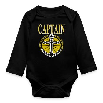 I am Captain I am Ship Captain Gift - Organic Longsleeve Baby Bodysuit - black - Front